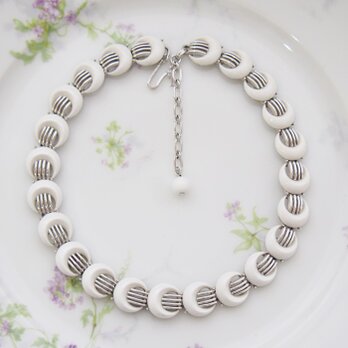 Trifari　トリファリ　シルバートーン　ホワイトルーサイト　ラウンド　ネックレス　/　CJ6212N