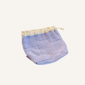 天日干しリネンの巾着袋　くすみ紫