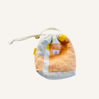 天日干しリネンの春いろ巾着