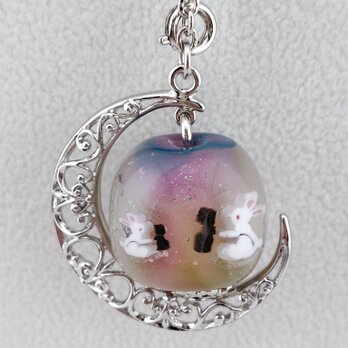 とんぼ玉バックチャーム　うさぎ