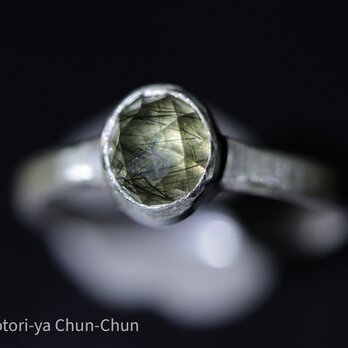 【超激レアの誕生石】特注ローズカット　パキスタン産ルドヴィジャイトインペリドット・シルバーリング【不羈】