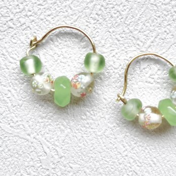 癒しのグリーン✴︎ミニフープピアス