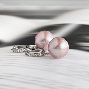 桜ピンク大粒 淡水パールのフープピアス 13mm エジソンパール　ウェディング　式