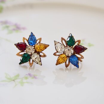 Unsigned Beauty　ゴールドトーン　マルチカラーラインストーン　スター　イヤリング　/　CJ7270