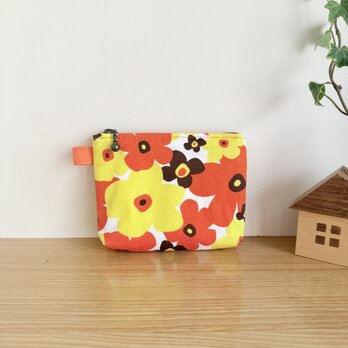 ミニポーチ（レトロフラワー・オレンジ）