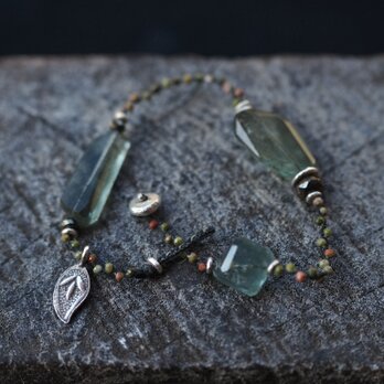-Fluorite- unakite braid bracelet
