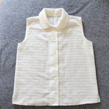 シャギーカットジャカードのノースリーブブラウス