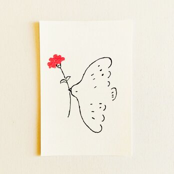 ㊽「幸せを運ぶ（カーネーション）」ポストカード同柄3枚セット　絵葉書 メッセージカード イラスト　送料無料