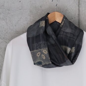 紬　絞りのスヌード　着物リメイク