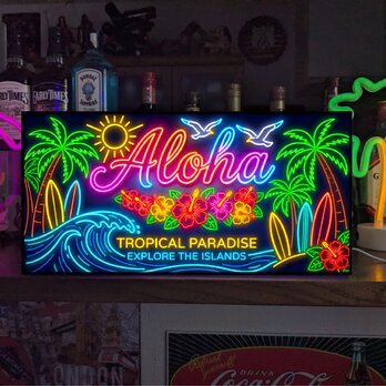【オーダー無料】アロハ ハワイ ハイビスカス トロピカル サーフィン ビーチ 店舗 自宅 照明 看板 置物 雑貨 ライトBOX