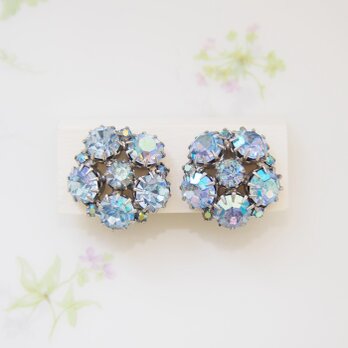 KRAMER　シルバートーン　ブルーオーロララインストーン　イヤリング　/　CJ7243