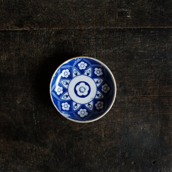 梅でオリエンタル◆時代物　梅文印判小皿　骨董・antiques 器　古民家　古道具　大正期