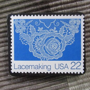 アメリカ1987年　レース編み切手ブローチ 10882