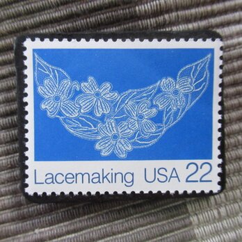 アメリカ1987年　レース編み切手ブローチ 10883