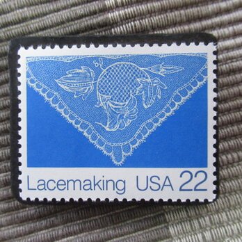 アメリカ1987年　レース編み切手ブローチ 10884