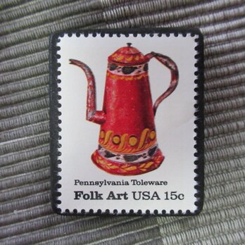 アメリカ1979年　フォークアート切手ブローチ 10886