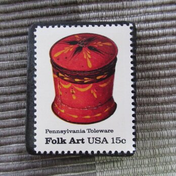 アメリカ1979年　フォークアート切手ブローチ 10888