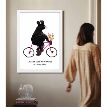 花を贈ろう　クマ　送料無料 　アート/sei検索新着順　あらゆるお部屋のポスター　イラスト　ポスター　アートポスター　4084