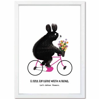 花を贈ろう　クマ　送料無料 　アート/sei検索新着順　あらゆるお部屋のポスター　イラスト　ポスター　アートポスター　4084