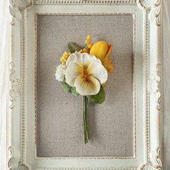 〈染め花〉小ぶりな花束コサージュ010