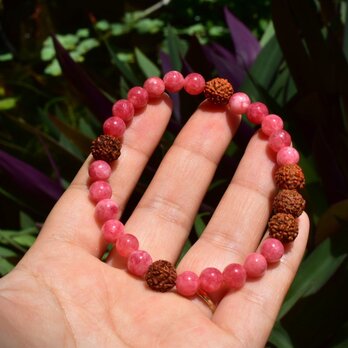 ロードクロサイトと菩提樹の実　ブレスレット rhob001