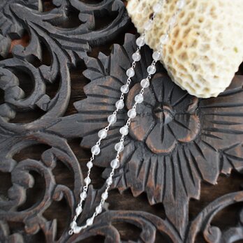 ミルキークォーツビーズ★ワイヤーネックレスbn001