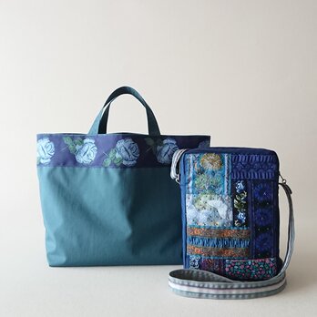 BLUE MOSAIC FRANCE RIBBON POCHETTE & ECO BAG