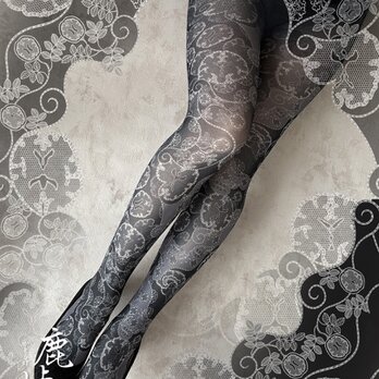 脳柄タイツ Botanical Cortex – 黒