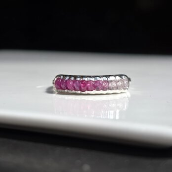カラーサファイア　グラデーション　赤～クリア11pcs　シルバーSV925リング