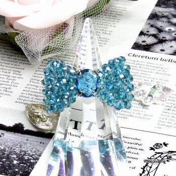 マーメイドの少し大きめリボンリング〔ジルコン/カットガラスビーズ ビーズリング〕《ビーズアクセサリー》