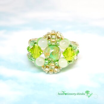 若草のリングC＊15号＊とんぼ玉×ムーンストーン