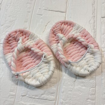 【1歳のお祝い】【はじめての一歩に】誕生日 餅踏み 布わらじ｜記念日・初節句・一升餅 布ぞうり ベビーピンク  かかとゴム付き