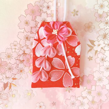 桜の姫｜一年中使える桜のお守り袋（手縫い・つまみ細工／元巫女が仕立てる）