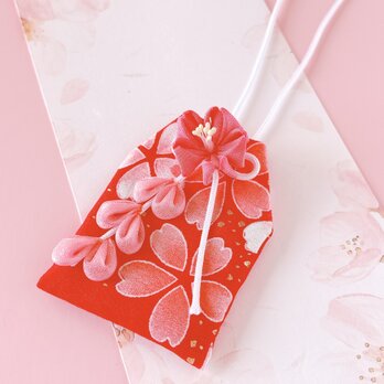桃桜の姫｜一年中使える桜のお守り袋（手縫い・つまみ細工／元巫女が仕立てる）