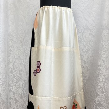 シルクスカート　部屋着　天然素材　着物下着　フリーサイズ　032