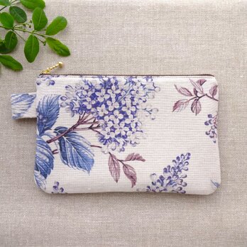 ＊フランス生地＊フラットポーチ＊ライラック３＊ファスナー２０cm＊mfta＊