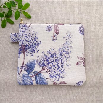 ＊フランス生地＊フラットポーチ＊ライラック４＊ファスナー２０cm＊mfta＊大きめサイズ＊