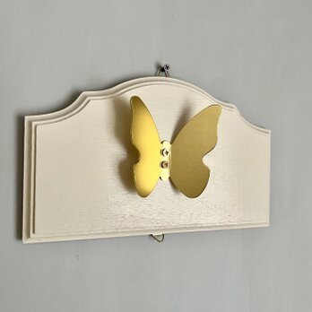 アンティーク バタフライ ウォールフック ゴールド フック ミルキーホワイト 木製 蝶のコピーのコピー