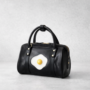 【目玉焼き】本革ミニボストンバッグ｜2WAYショルダー｜大人可愛いレザーバッグ