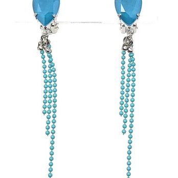 キュートなしずくビジューボールチェーン イヤリング アズールブルー [mfa-1010]