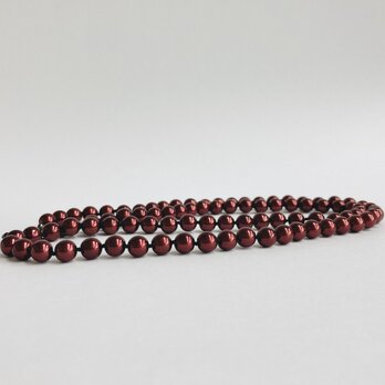 樹脂パールオールノットロングネックレス/8mm約80cm/ボルドー/made in japan
