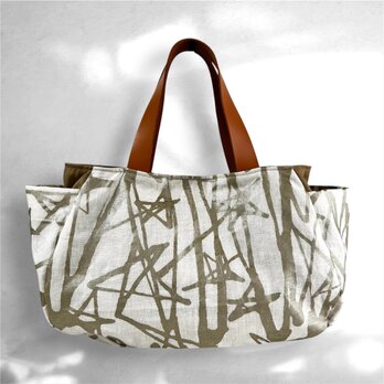 ナチュラルアート柄 サイドポケットトートバッグ