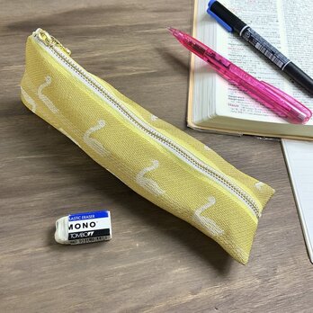 【スワン】畳縁　テトラ型　ペンケース　白鳥　バレエ　ゴールド