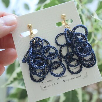 Halo - navy  | 耳飾り | ワイルドシルク