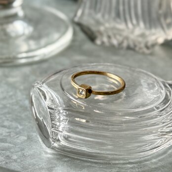 RA161-【 AVON 】エイボン・ヴィンテージリング 1980's Minimalist Gold Tone Cube