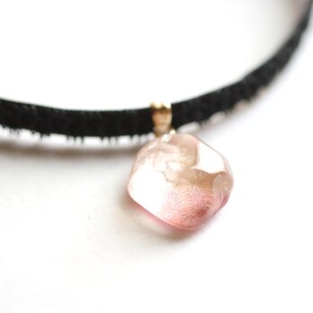 【受注製作】レジンアート　鉱物モチーフとタティングレースとベルベットリボンのチョーカー〈花園〉