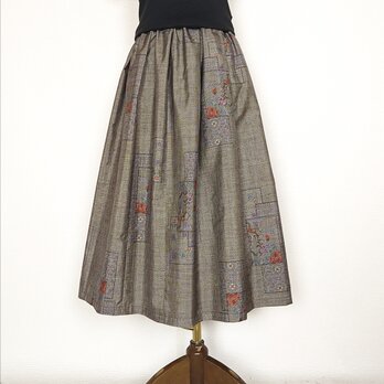大島紬リメイク＊タックスカート