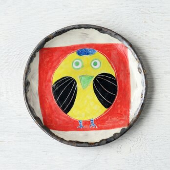 小鳥の歌シリーズ（黄色い鳥）・手描き絵皿