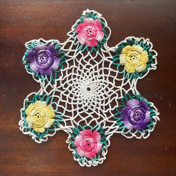 Sweden doily❀⁎༶スウェーデンの手仕事 3色お花のかぎ編みドイリー