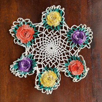 Sweden doily❀⁎༶スウェーデンの手仕事 3色お花のかぎ編みドイリー